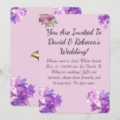 Invitation de mariage à fleur rose avec papillon (Devant / Derrière)