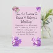 Invitation de mariage à fleur rose avec papillon (Debout devant)