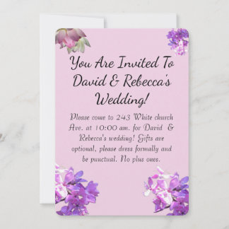 Invitation de mariage à fleur rose avec papillon