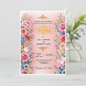 Invitation de mariage à fleurs à l'aquarelle roman (Debout devant)
