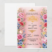 Invitation de mariage à fleurs à l'aquarelle roman (Devant / Derrière)
