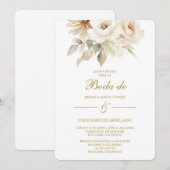 Invitation de mariage à fleurs blanches de printem (Devant / Derrière)