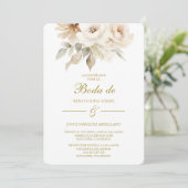 Invitation de mariage à fleurs blanches de printem (Debout devant)