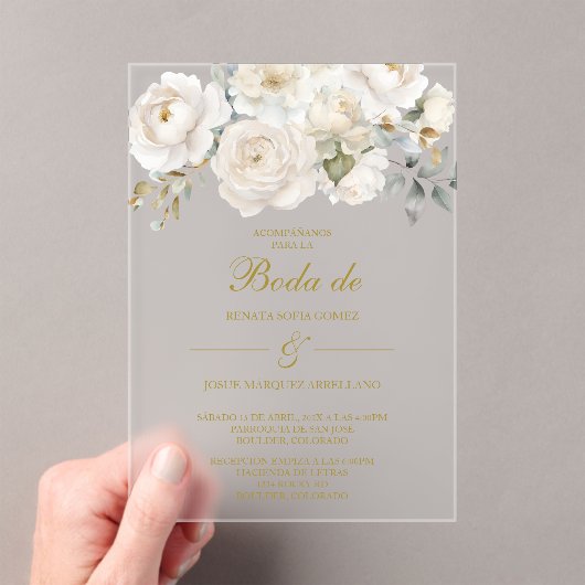 Invitation de mariage à fleurs blanches de printem (In situ (ordinateur de poche))