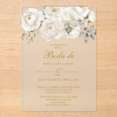 Invitation de mariage à fleurs blanches de printem (Recto)