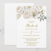 Invitation de mariage à fleurs blanches de printem (Devant / Derrière)
