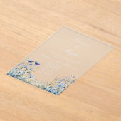 Invitation de mariage à fleurs bleues en acrylique (Poser)