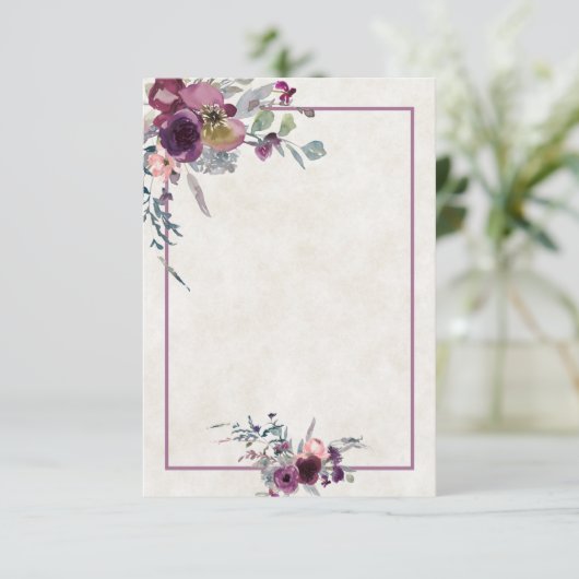 Invitation de mariage à fleurs burgundy et rose po (Debout devant)