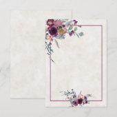 Invitation de mariage à fleurs burgundy et rose po (Devant / Derrière)