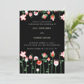 Invitation de mariage à fleurs noires (Debout devant)