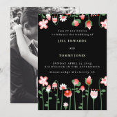 Invitation de mariage à fleurs noires (Devant / Derrière)