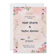 Invitation de mariage à fleurs roses