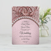 Invitation de mariage à fleurs roses (Debout devant)