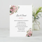 Invitation de mariage à fleurs roses (Debout devant)