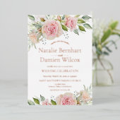 Invitation de Mariage à huile rose et Rose or (Debout devant)