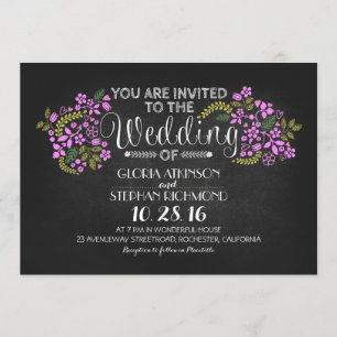 invitation de mariage à la chalkboard à fleurs rus