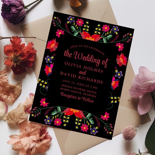Invitation de mariage à la Fête Florale mexicaine