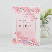 Invitation de mariage à la fleur de cerisier rose (Debout devant)
