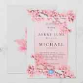 Invitation de mariage à la fleur de cerisier rose (Devant / Derrière)
