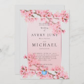 Invitation de mariage à la floraison de cerisier r (Devant / Derrière)