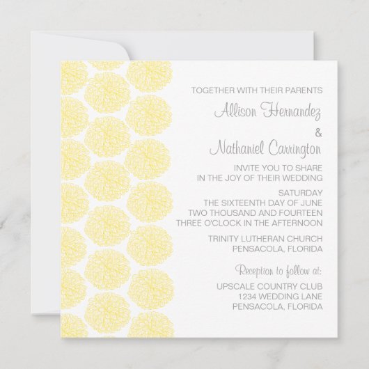 Invitation de mariage à la frontière de Zinnia, Ja (Devant)