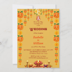 Invitation de mariage à la lampe Mehndi florale su