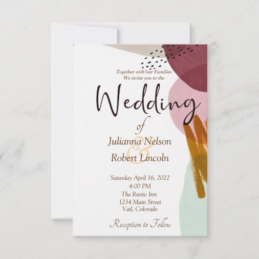 Invitation de mariage à la peinture de style moder (Devant)