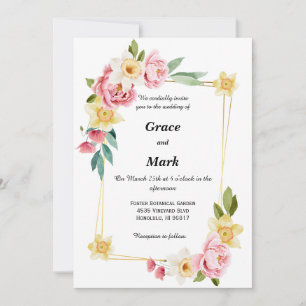 Invitation de mariage à la pivoine rose et à la jo