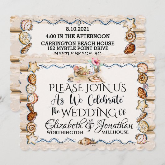 Invitation de mariage à la plage (Devant / Derrière)