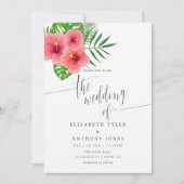 Invitation de mariage à la plage Aloha aquarelle (Devant)