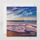 Invitation de mariage à la plage de destination Tw (Devant)