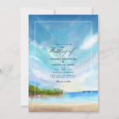 Invitation de mariage à la plage en aquarelle pour (Devant)