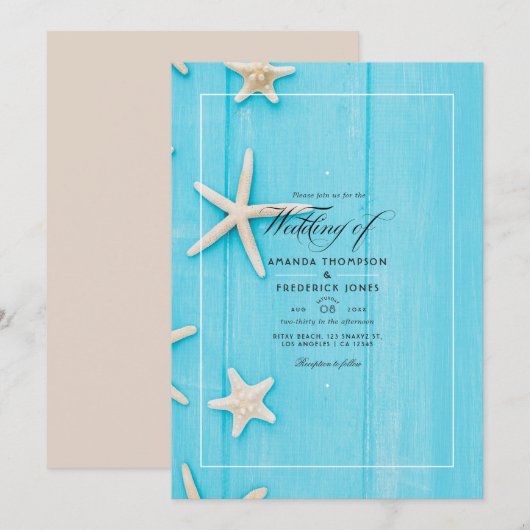 Invitation de mariage à la plage en aquarelle pour (Devant / Derrière)