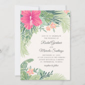 Invitation de mariage à la plage florale tropicale (Devant)