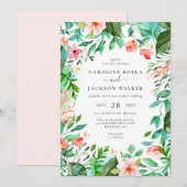 Invitation de mariage à la plage florale tropicale (Devant / Derrière)