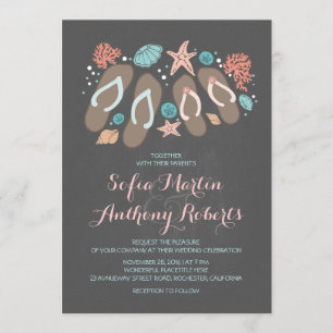 invitation de mariage à la plage moderne avec tong