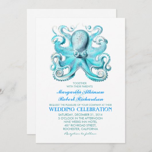 invitation de mariage à la plage nautique avec pou (Devant / Derrière)