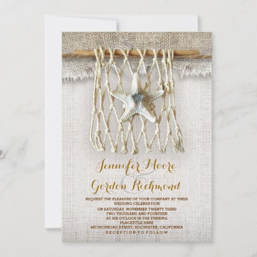 invitation de mariage à la plage rustique (Devant)