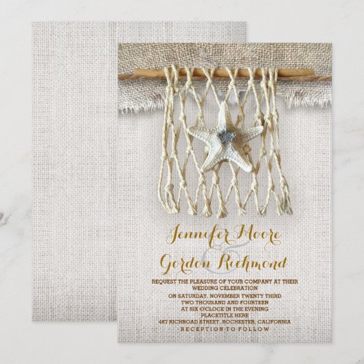 invitation de mariage à la plage rustique (Devant / Derrière)