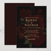 Invitation de mariage à la rose rouge romantique (Devant / Derrière)