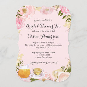 Invitation de mariage à la tasse de thé florale ro
