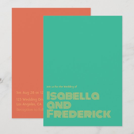 Invitation de mariage à la typographie rétro (Devant / Derrière)
