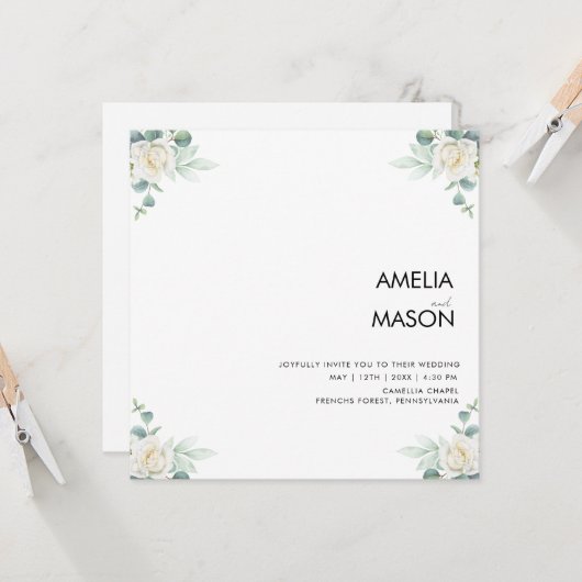 Invitation de mariage à la verdure d'eucalyptus (Devant/Arrière en situation)