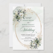Invitation de mariage à la verdure et aux roses bl (Devant)