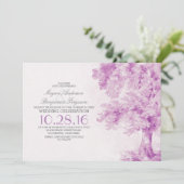 invitation de mariage à l'ancienne aquarelle viole (Debout devant)