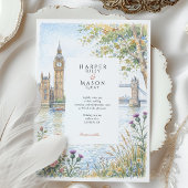 Invitation de mariage à l'aquarelle avec Big Ben, 
