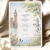 Invitation de mariage à l'aquarelle avec Big Ben, 