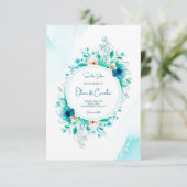 Invitation de mariage à l'aquarelle avec cadre flo (Debout devant)