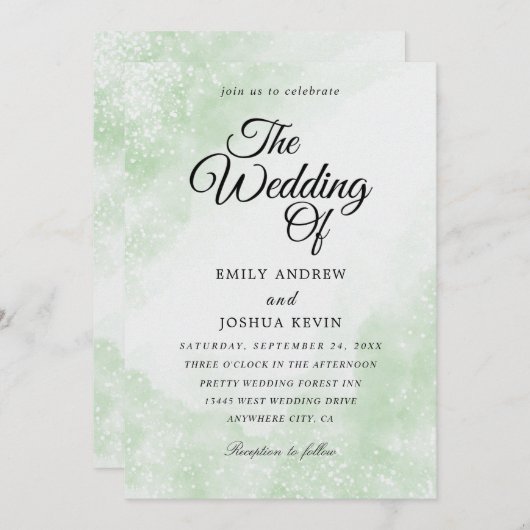 invitation de mariage à l'aquarelle blanche (Devant / Derrière)