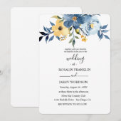 Invitation de mariage à l'aquarelle bleue (Devant / Derrière)